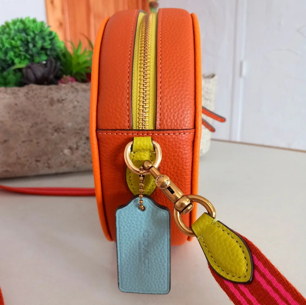 COACH Color-Block Leather Kia Circle Bag, Chalk/Multi
